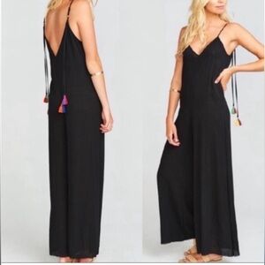 NWT Show Me Your Mumu Leila Tassel Jumpsuit in Black
